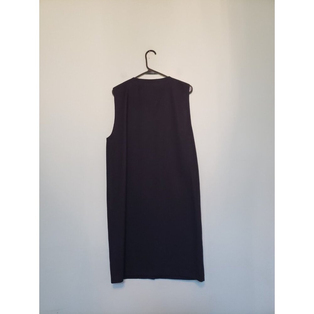 Vtg Sag Harbor Women 10 100% Wool Jumper Dress Dark Academia Button Up Navy Blue - Picture 2 of 5